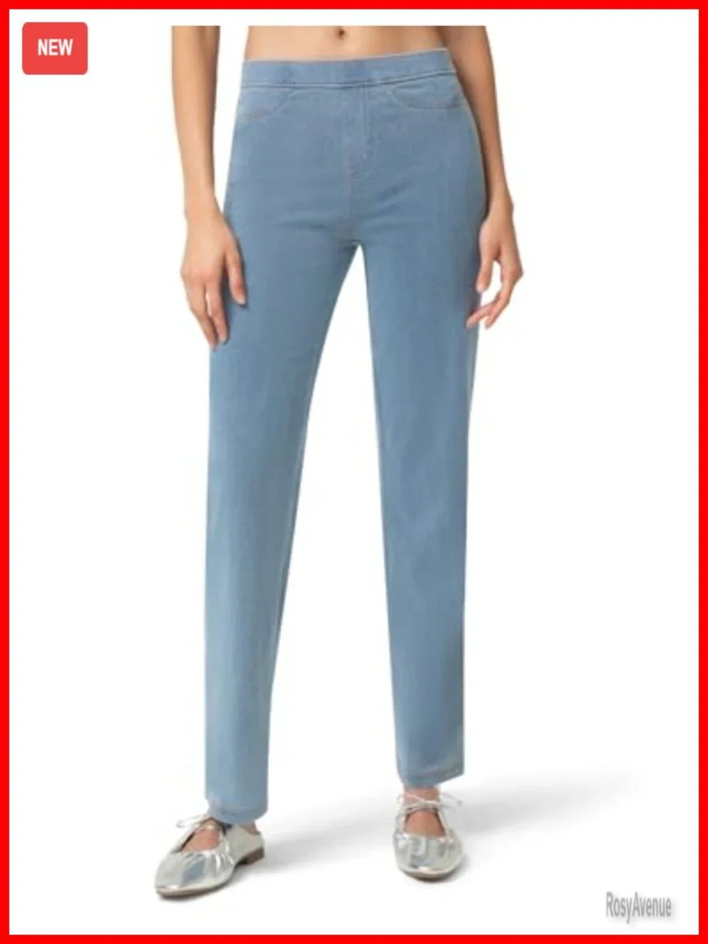 Classic Denim Capri Leggings with Pockets, Stretch Pull-On